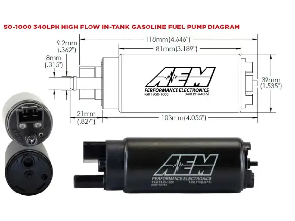 BOMBA COMBUSTIBLE INTERNA AEM 340LPH - Imagen 2