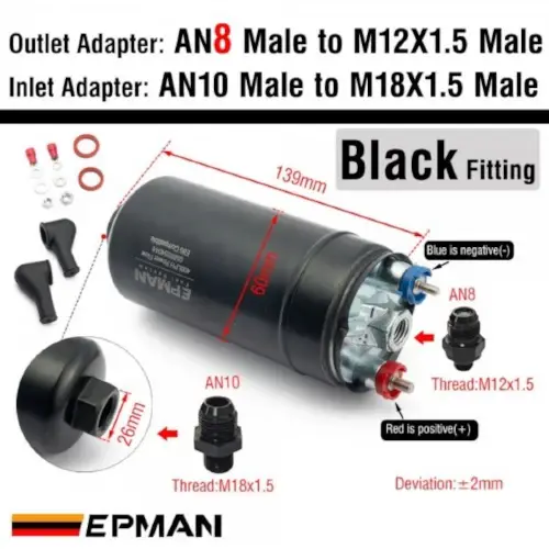 BOMBA COMBUSTIBLE EXTERNA EPMAN 400LPH AN8 - Imagen 2