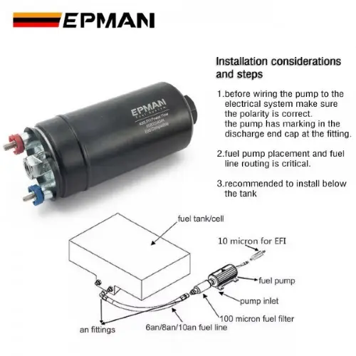 BOMBA COMBUSTIBLE EXTERNA EPMAN 400LPH AN8 - Imagen 7
