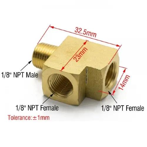 TEE BRONCE MACHO/HEMBRA 1/8" NPT - Imagen 3