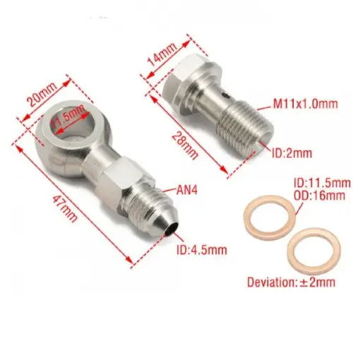 KIT BANJO RACORD M11X1MM / AN4 / 2MM RESTRICTOR - Imagen 2